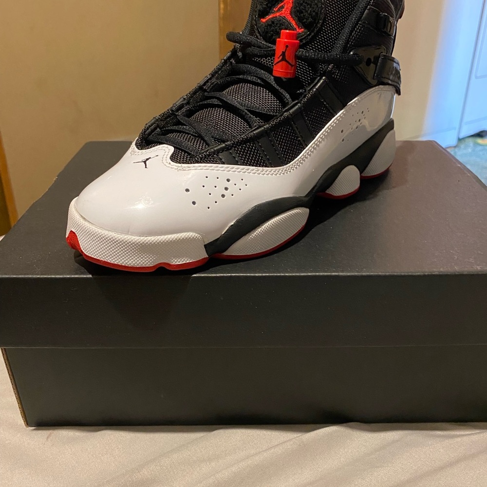 Jordan 6 Rings Black and Red Sneakers